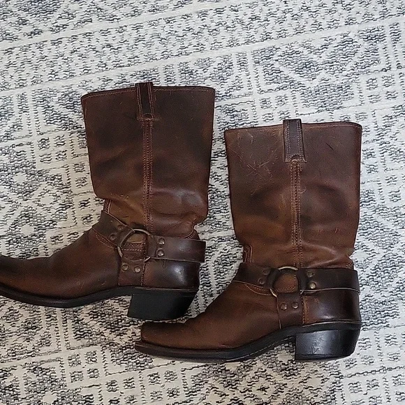 FRYE Women's Harness Boots Rustic Brown Low Heeled, Sz 10, Western, Moto, Biker - Picture 9 of 11